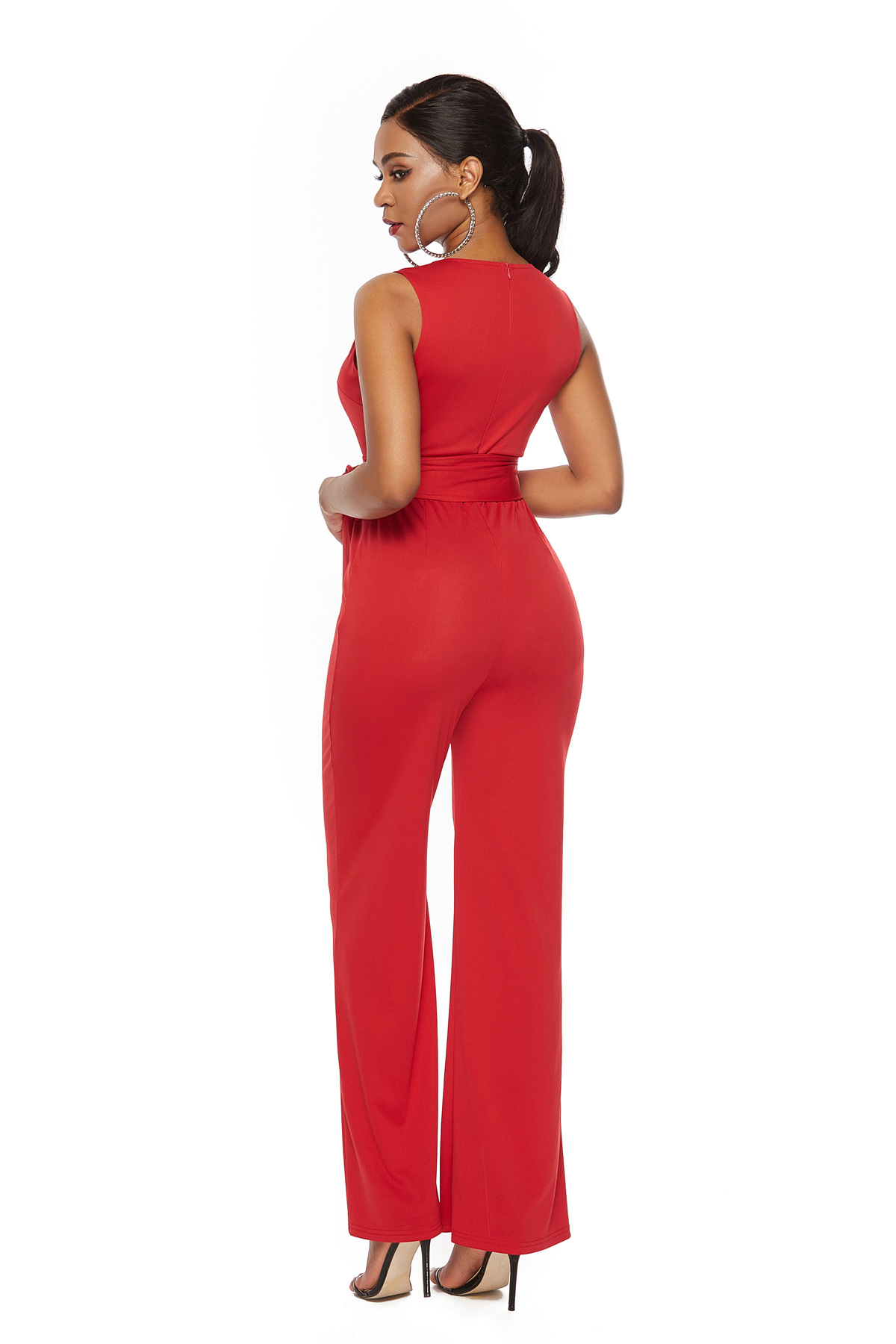 Sleeveless Deep V Neck Jumpsuit Casual Wide Leg Design Summer Fashion for Women Wholesale Available