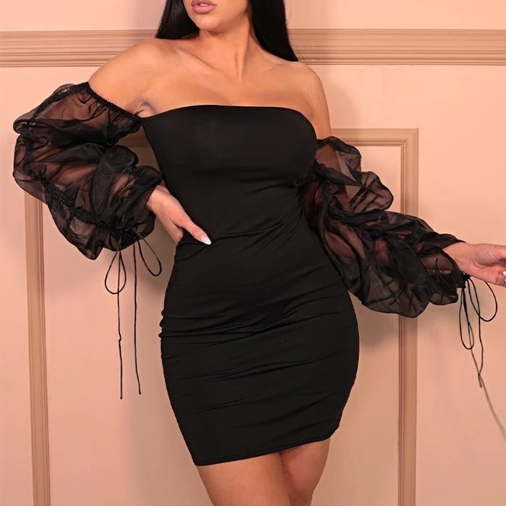 Backless Bodycon Dress Sexy Wrap Style Ruched Design Puff Sleeves Summer Party Wear Wholesale Available