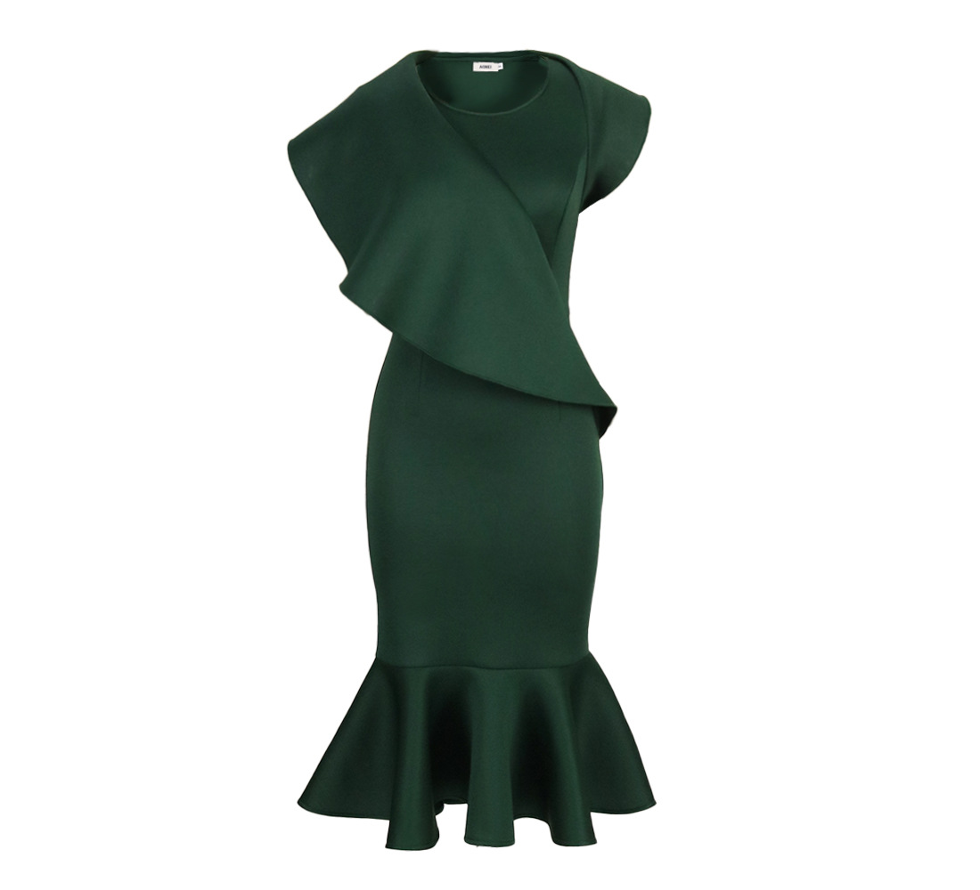Plus Size Summer Dress Ruffle Hem Fishtail Design Elegant Fit Perfect for Parties and Special Occasions Wholesale