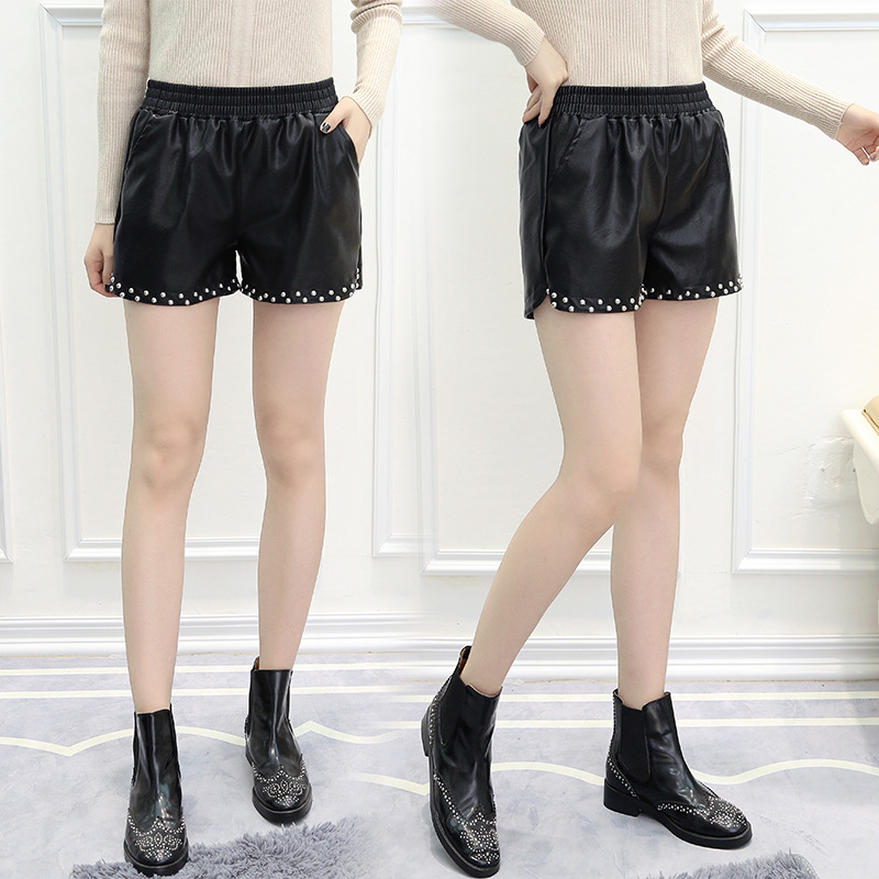 PU Leather Shorts Slim Fit High Waist Stylish Design Autumn Winter Fashion for Trendy Outfits Wholesale Available