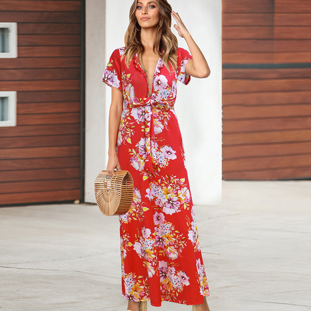 Summer Floral Maxi Dress for Women High Waist Sexy Style Comfortable Fabric Perfect for Casual Outings Wholesale