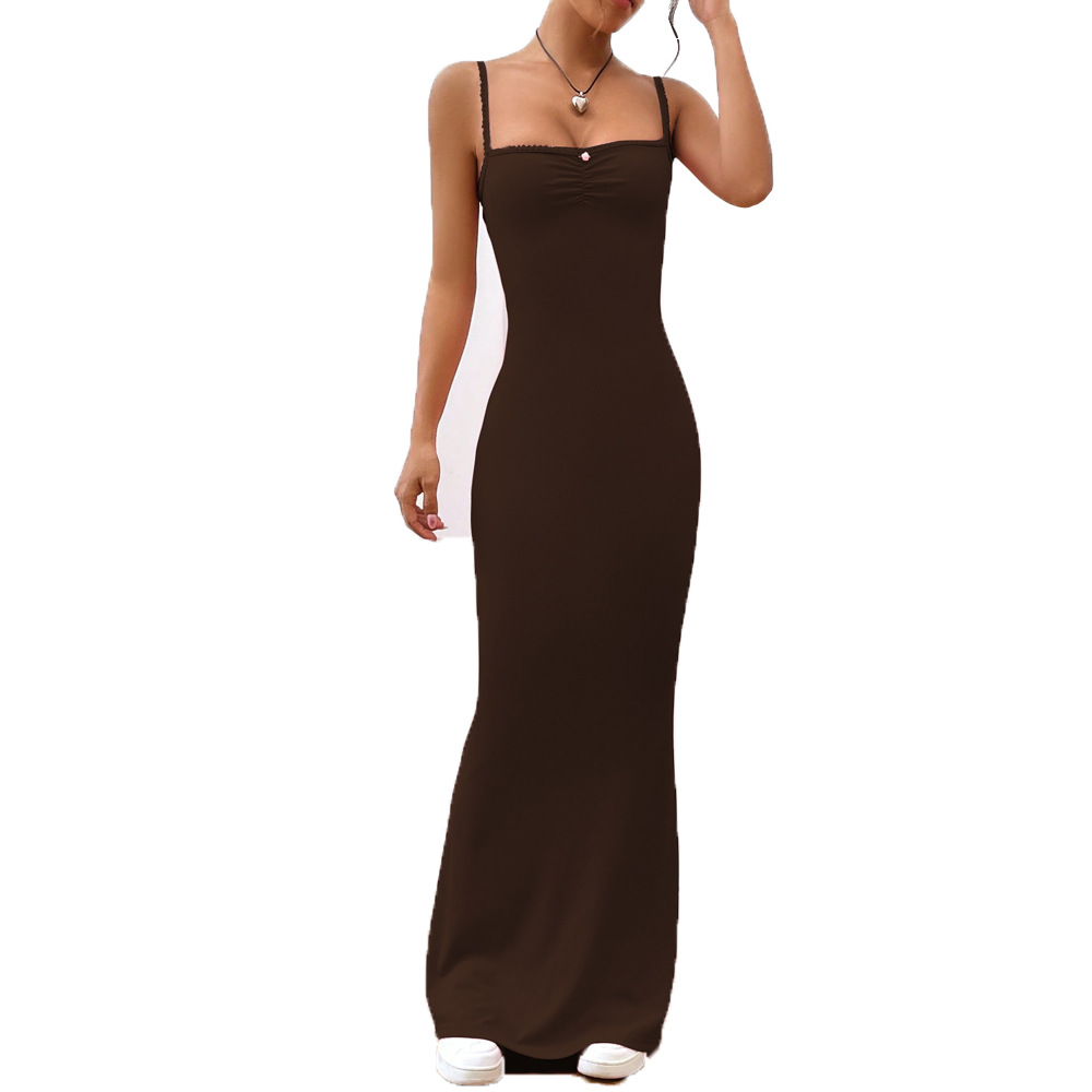 Y2K Sexy Bodycon Maxi Dress Ruched Bust Spaghetti Straps Slim Fit Perfect for Parties and Night Out Wholesale