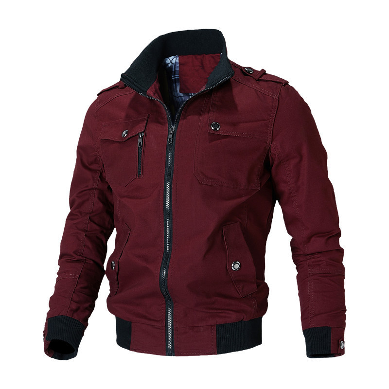 Winter Fit Zipper In Stock, Regular Cotton, Spring And Autumn Casual Side Seam Pockets, Youth Brown Jacket